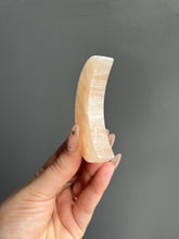 Load image into Gallery viewer, Peach Selenite Crystal Moon