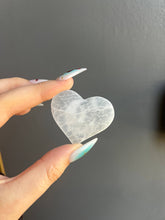 Load image into Gallery viewer, Selenite Etched Cat Crystal Heart Carving