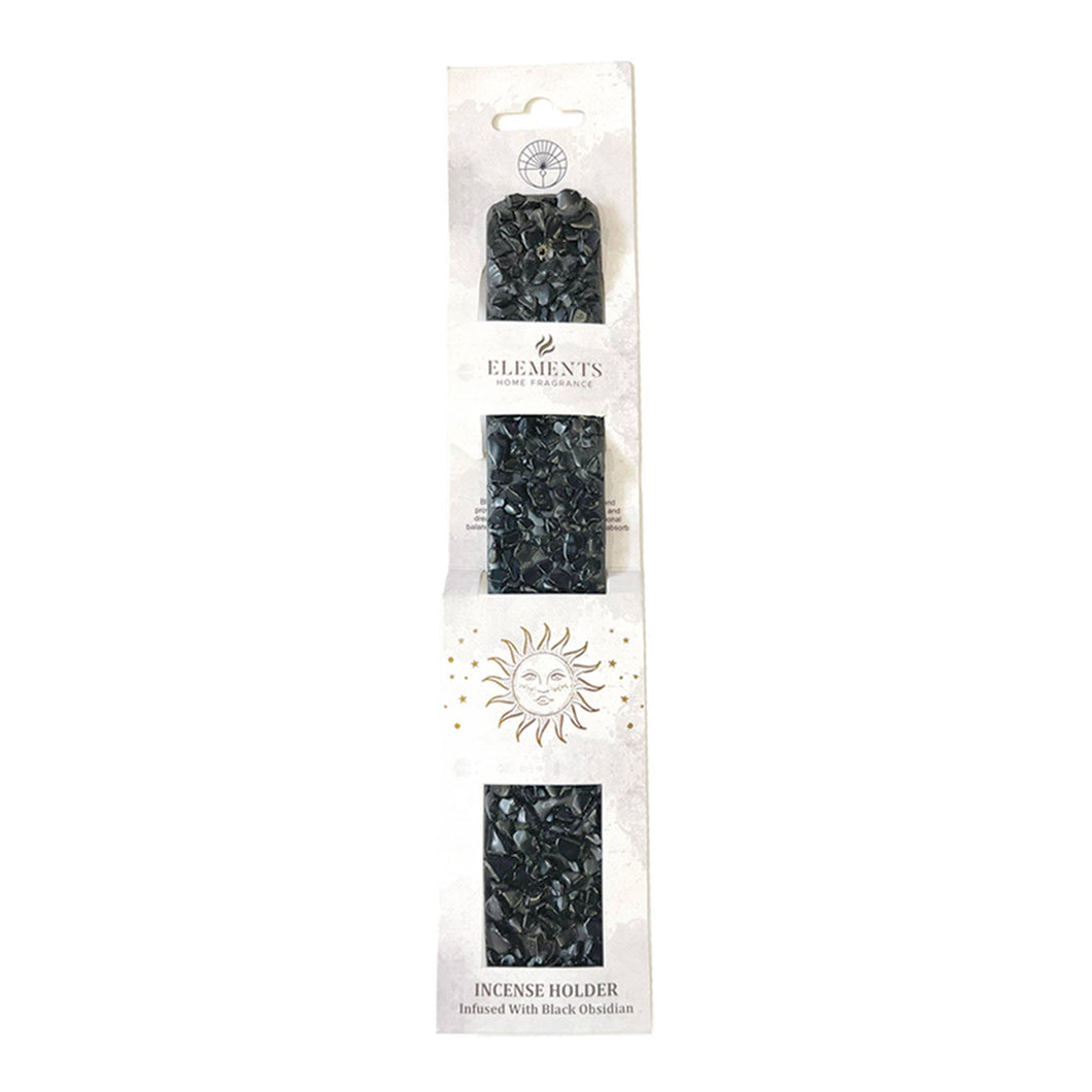 Black Obsidian Elements Crystal Wooden Incense Burner
